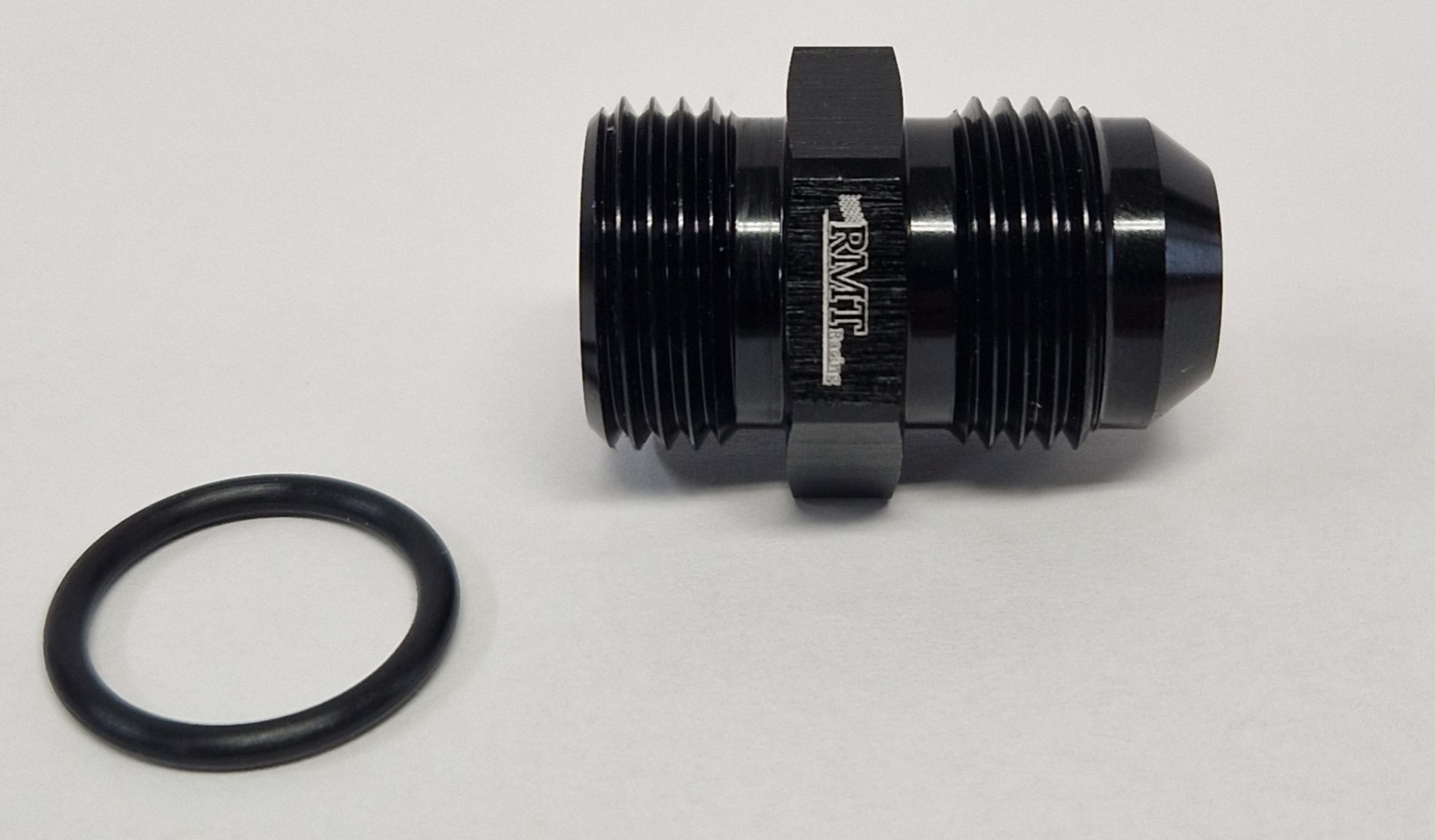 Aluminum adapter verloop male recht° D10 naar D10 zwart +O ring