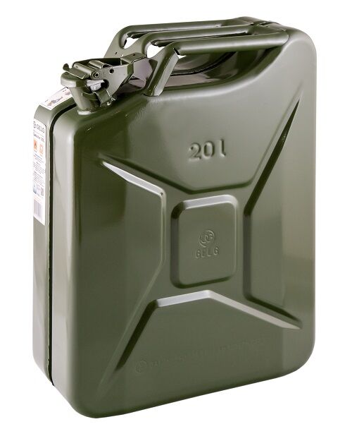 Jerrycan staal Nato 20 liter.